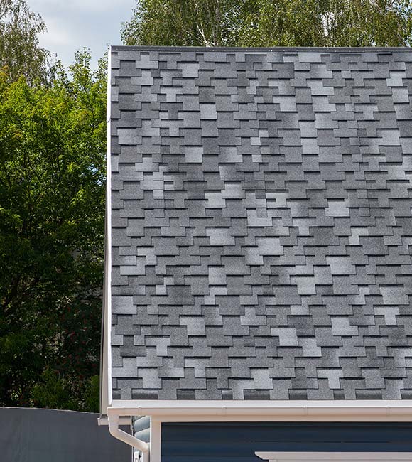 close up of a new grey roof on house